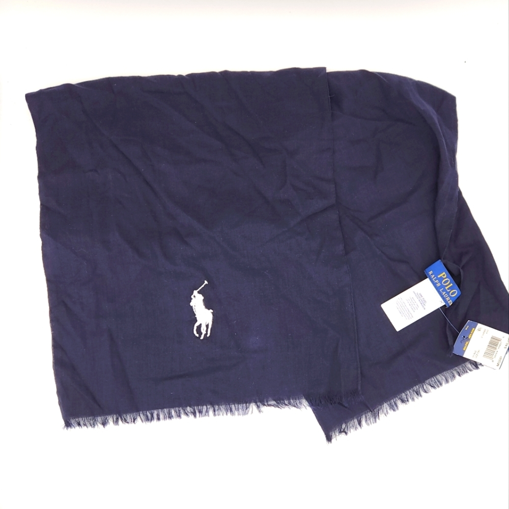 Polo Navy Blue Cotton Scarf